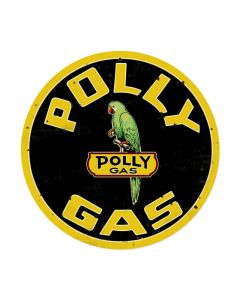 Polly Gas, Automotive, Round Metal Sign, 14 X 14 Inches