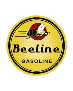 Bee Line Gasoline, Automotive, Round Metal Sign, 14 X 14 Inches