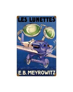 Les Lunettes, Aviation, Vintage Metal Sign, 16 X 24 Inches