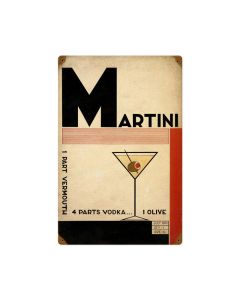 Deco Martini, Food and Drink, Vintage Metal Sign, 12 X 18 Inches
