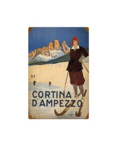 Cortina Ski, Sports and Recreation, Vintage Metal Sign, 18 X 12 Inches