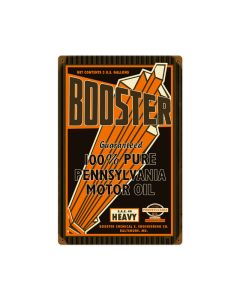 Booster Motor Oil, Automotive, Vintage Metal Sign, 12 X 18 Inches