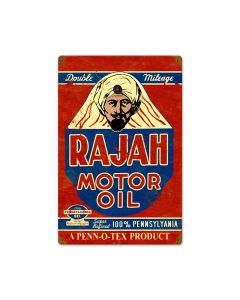 Rajah Motor Oil, Automotive, Vintage Metal Sign, 12 X 18 Inches
