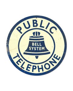 Bell Telephone, Home and Garden, Round Metal Sign, 14 X 14 Inches
