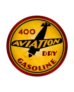 Aviation Gasoline, Aviation, Round Metal Sign, 14 X 14 Inches