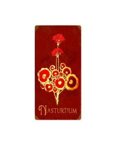 Nasturtium, Home and Garden, Vintage Metal Sign, 12 X 24 Inches