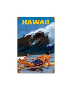 Hawaii Wave, Sports and Recreation, Vintage Metal Sign, 12 X 18 Inches