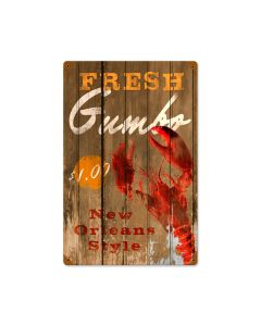 Fresh Gumbo, Food and Drink, Vintage Metal Sign, 12 X 18 Inches