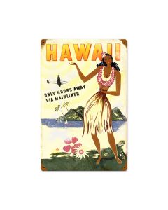 Hawaii Hours Away, Sports and Recreation, Vintage Metal Sign, 12 X 18 Inches