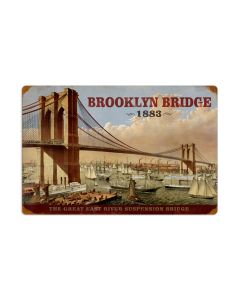 Brooklyn Bridge, Home and Garden, Vintage Metal Sign, 24 X 16 Inches