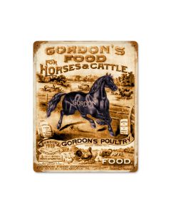 Gordons Feed, Home and Garden, Vintage Metal Sign, 12 X 15 Inches