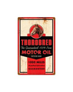 Thorobred Motor Oil, Automotive, Vintage Metal Sign, 12 X 18 Inches