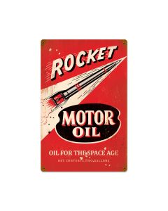 Rocket Motor Oil, Automotive, Vintage Metal Sign, 12 X 18 Inches