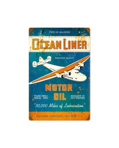 Ocean Liner Oil, Aviation, Vintage Metal Sign, 12 X 18 Inches