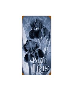 Blue Irises, Home and Garden, Vintage Metal Sign, 12 X 24 Inches