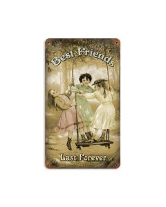 Best Friends Forever, Home and Garden, Vintage Metal Sign, 8 X 14 Inches