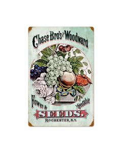 Chase Bros Seeds, Home and Garden, Vintage Metal Sign, 16 X 24 Inches