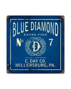 Blue Diamond, Home and Garden, Vintage Metal Sign, 12 X 12 Inches