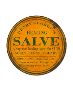 Healing Salve, Home and Garden, Round Metal Sign, 14 X 14 Inches