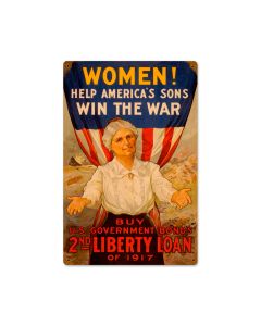 Women Win War, Allied Military, Vintage Metal Sign, 12 X 18 Inches