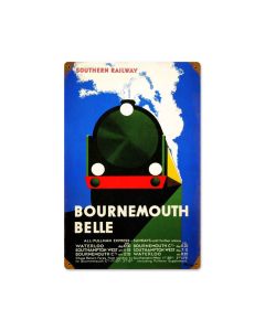 Bournemouth, Train and Rail, Vintage Metal Sign, 12 X 18 Inches