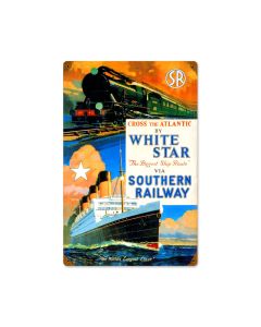 White Star Ship, Train and Rail, Vintage Metal Sign, 12 X 18 Inches