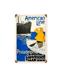 American Line, Home and Garden, Vintage Metal Sign, 12 X 18 Inches