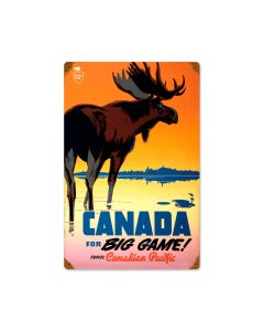 Canada Big Game, Home and Garden, Vintage Metal Sign, 12 X 18 Inches
