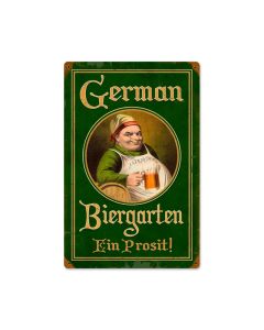 German Biergarten, Food and Drink, Vintage Metal Sign, 12 X 18 Inches