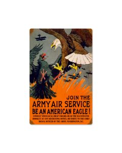 Eagle Army Air, Allied Military, Vintage Metal Sign, 12 X 18 Inches