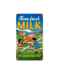 Farm Fresh Milk, Food and Drink, Vintage Metal Sign, 8 X 14 Inches