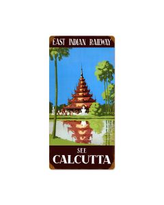 Calcutta, Travel, Vintage Metal Sign, 12 X 24 Inches