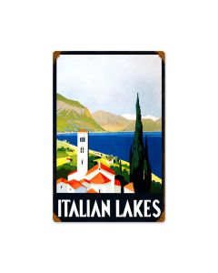 Italian Lakes, Travel, Vintage Metal Sign, 12 X 18 Inches
