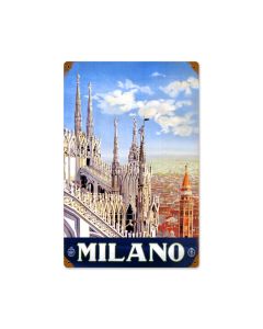 Milan, Travel, Vintage Metal Sign, 12 X 18 Inches
