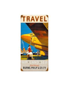 Travel Air Land Sea, Travel, Vintage Metal Sign, 12 X 24 Inches