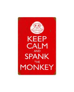 Keep Calm Spank Monkey, Humor, Vintage Metal Sign, 12 X 18 Inches