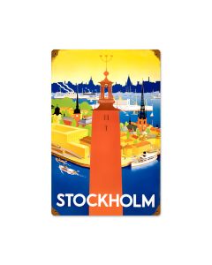 Stockholm Travel, Travel, Vintage Metal Sign, 12 X 18 Inches
