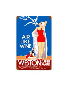 Air Like Wine, Travel, Vintage Metal Sign, 12 X 18 Inches