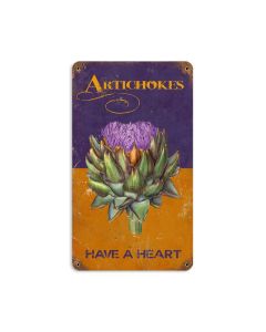 Artichokes, Home and Garden, Vintage Metal Sign, 8 X 14 Inches
