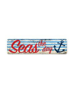 Seas The Day, Humor, Metal Sign, 20 X 5 Inches