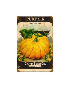 Halloween Pumpkin Card Seed, Home and Garden, Vintage Metal Sign, 12 X 18 Inches