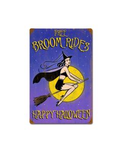 Halloween Broom Rides, Home and Garden, Vintage Metal Sign, 12 X 18 Inches
