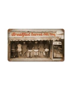 Breakfast All Day, Humor, Vintage Metal Sign, 14 X 8 Inches