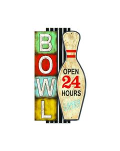 BOWL NEON VINTAGE, Sports and Recreation, Metal Sign, 28 X 16 Inches