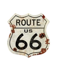 Route US 66 Shield Vintage Sign, Automotive, Shield Metal Sign, 15 X 15 Inches