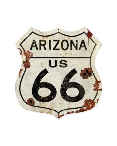 Arizona US 66 Shield Vintage Plasma, Automotive, Shield Metal Sign, 15 X 15 Inches