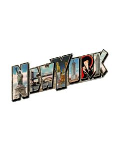 New York Landmarks, Travel, Custom Metal Shape, 28 X 16 Inches