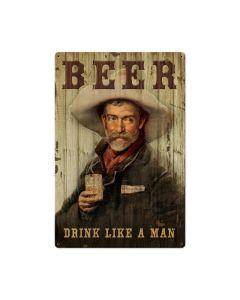 Cowboy Beer, Metal Sign, Metal Sign, 24 X 36 Inches