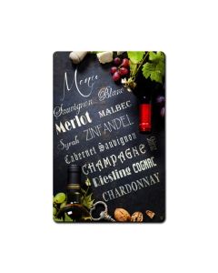 Wine Menu, Food and Drink, Metal Sign, 12 X 18 Inches