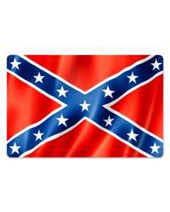 Confederate Flag Wave, Nostalgic, SATIN METAL SIGN , 18 X 12 Inches
